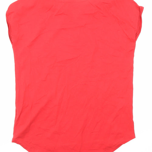 NEXT Womens Red Cotton Basic T-Shirt Size 6 Round Neck