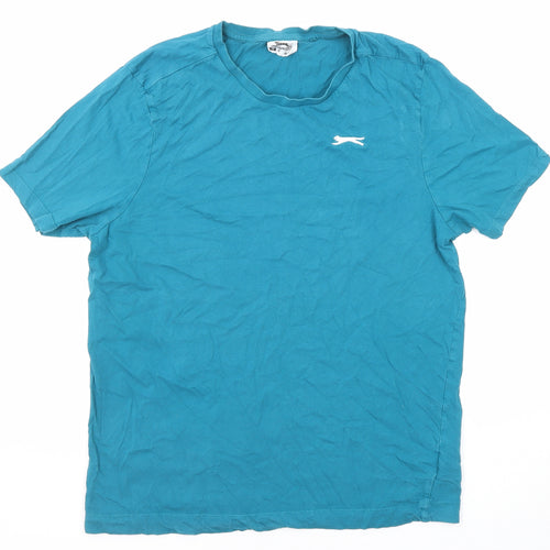 Slazenger Womens Blue Cotton Basic T-Shirt Size M Round Neck
