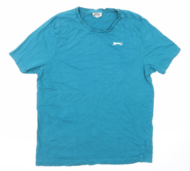 Slazenger Womens Blue Cotton Basic T-Shirt Size M Round Neck