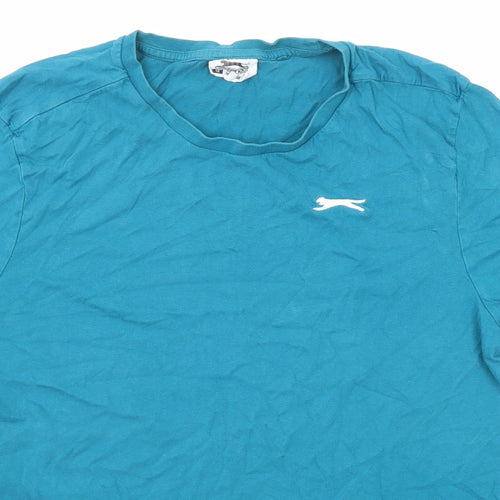 Slazenger Womens Blue Cotton Basic T-Shirt Size M Round Neck