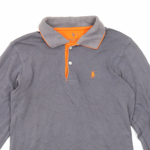 Polo Ralph Lauren Mens Grey Cotton Polo Size S Collared Button