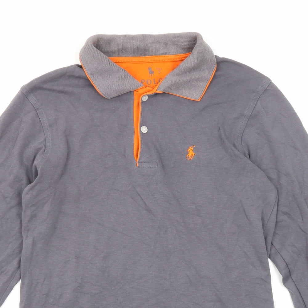 Polo Ralph Lauren Mens Grey Cotton Polo Size S Collared Button