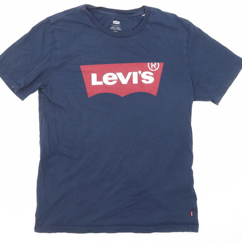 Levi's Mens Blue Cotton T-Shirt Size S Round Neck
