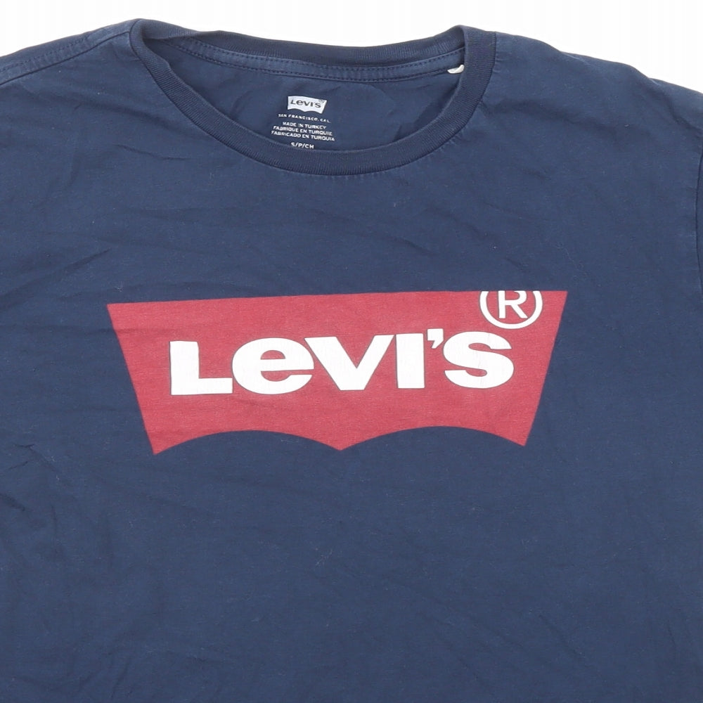 Levi's Mens Blue Cotton T-Shirt Size S Round Neck