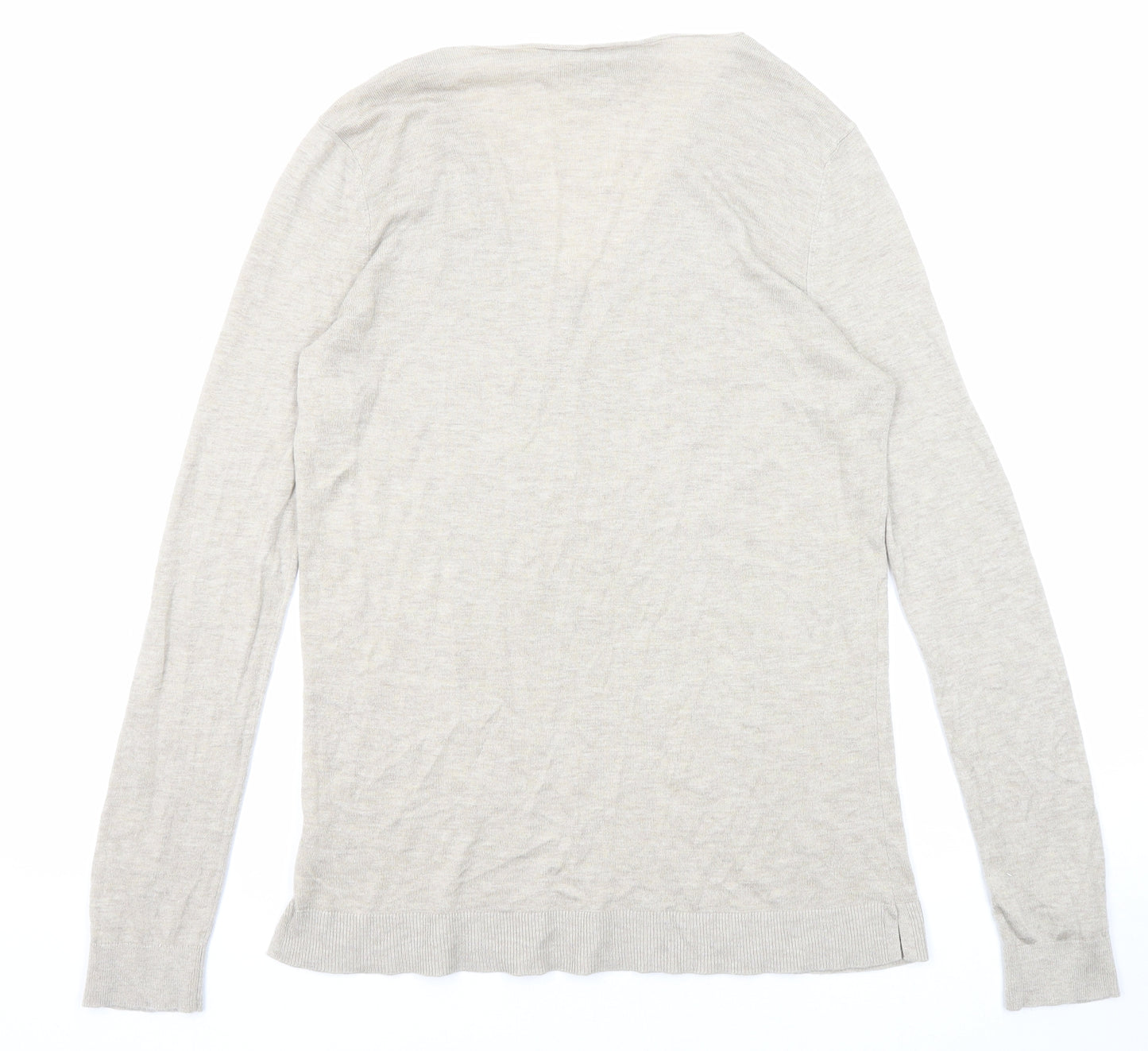 Kley Womens Beige V-Neck Viscose Pullover Jumper Size 12