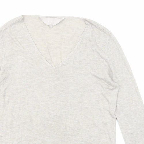 Kley Womens Beige V-Neck Viscose Pullover Jumper Size 12