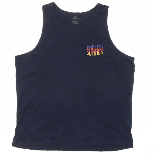 Marks and Spencer Womens Blue Cotton Basic Tank Size XL Round Neck - Endless Summer