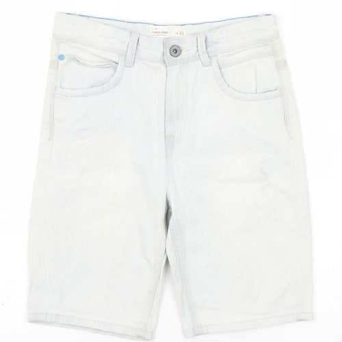 Deluxe Premium Denim Boys Blue Cotton Chino Shorts Size 11 Years Regular Zip