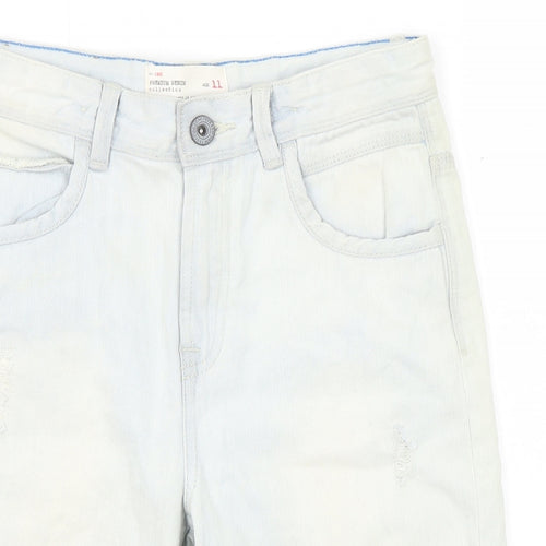 Deluxe Premium Denim Boys Blue Cotton Chino Shorts Size 11 Years Regular Zip