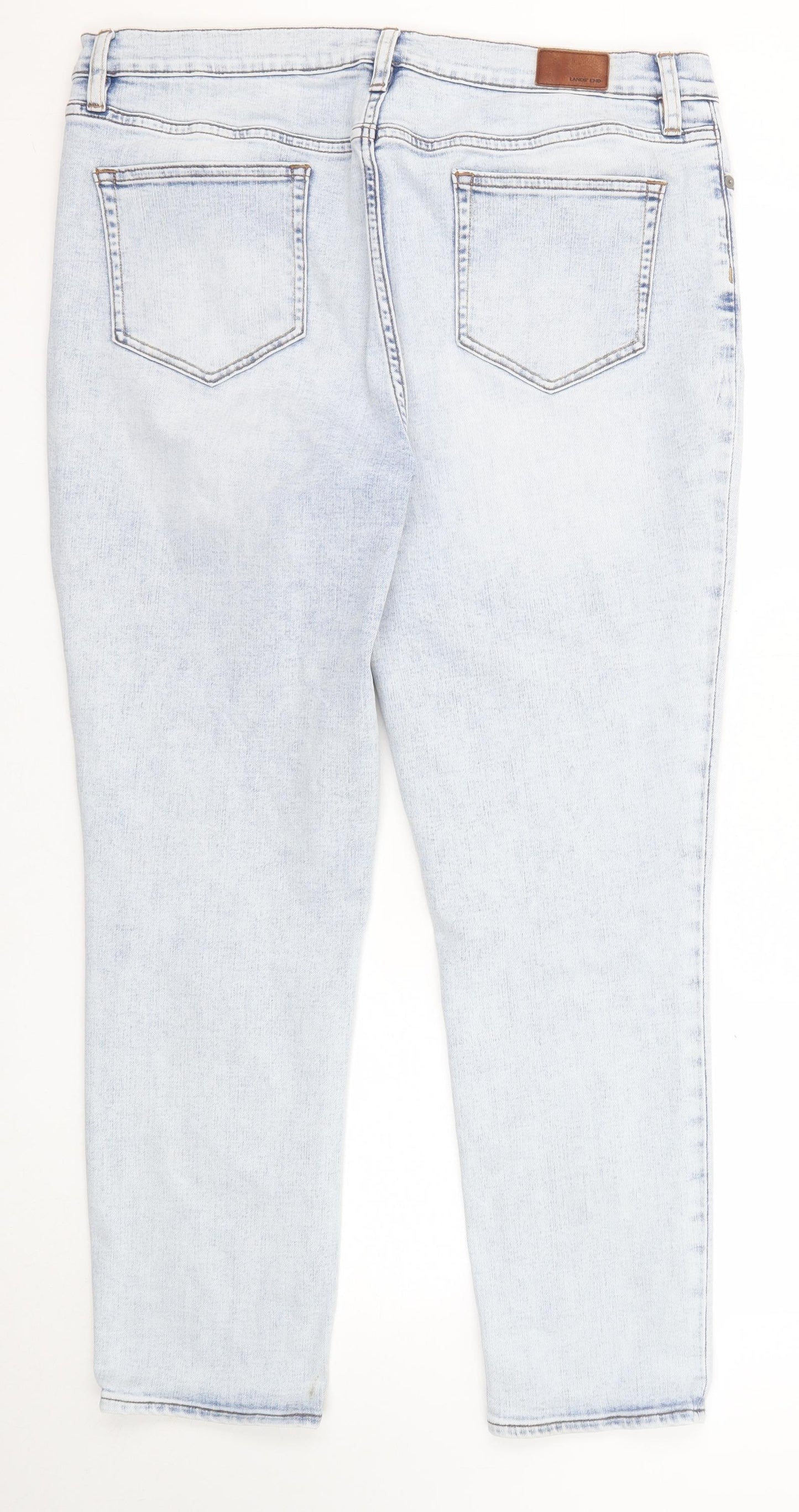 Lands' End Womens Blue Cotton Straight Jeans Size 18 Regular Zip