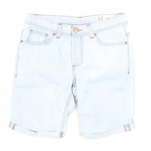 Denim & Co. Womens Blue Cotton Boyfriend Shorts Size 30 in Regular Zip