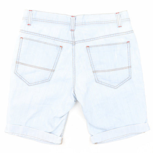 Denim & Co. Womens Blue Cotton Boyfriend Shorts Size 30 in Regular Zip