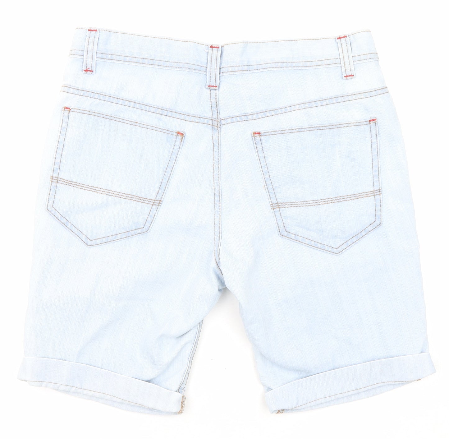 Denim & Co. Womens Blue Cotton Boyfriend Shorts Size 30 in Regular Zip