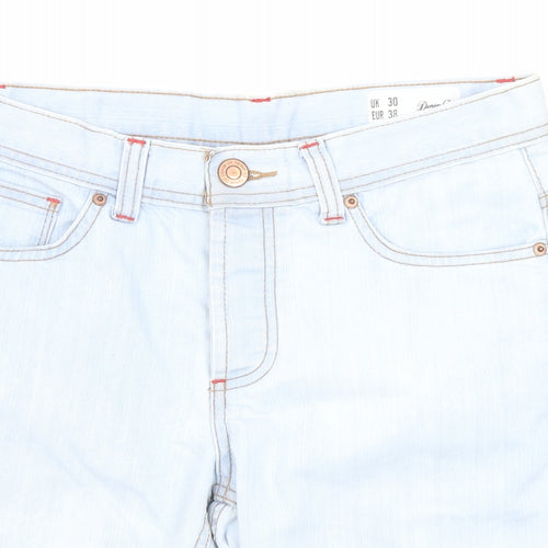 Denim & Co. Womens Blue Cotton Boyfriend Shorts Size 30 in Regular Zip