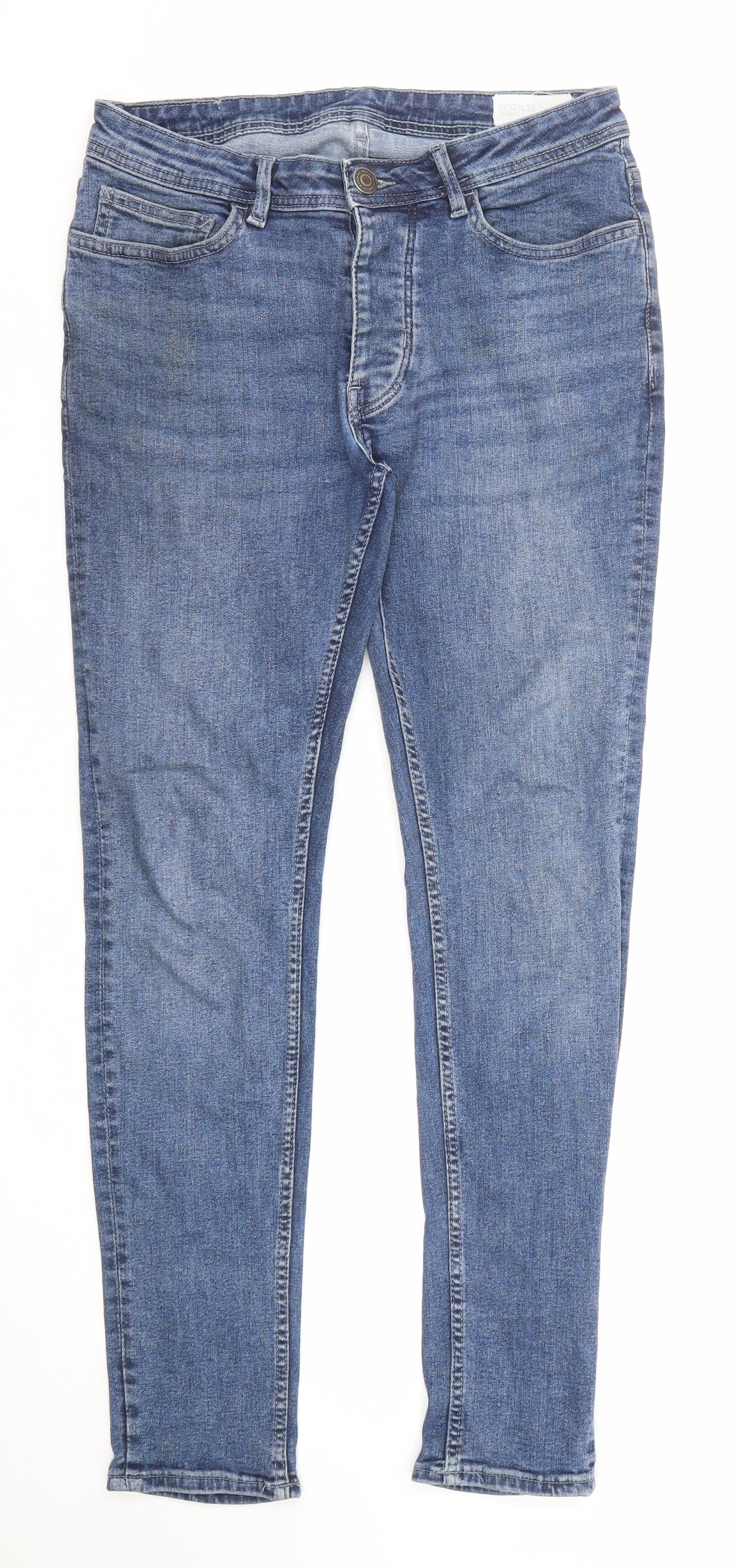 Denim & Co. Mens Blue Cotton Skinny Jeans Size 32 in L32 in Regular Zip