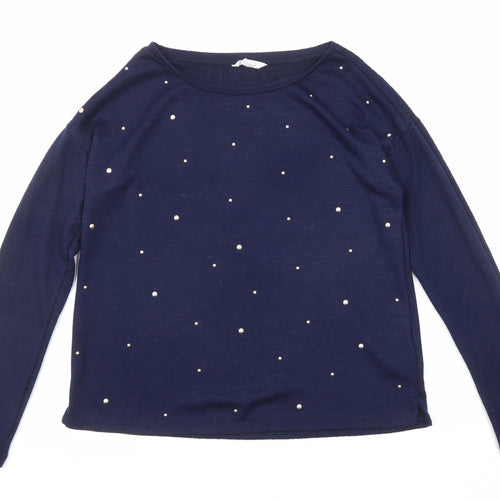 Springfield Womens Blue Round Neck Polyester Pullover Jumper Size M