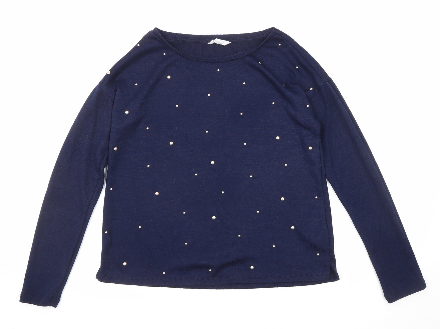 Springfield Womens Blue Round Neck Polyester Pullover Jumper Size M