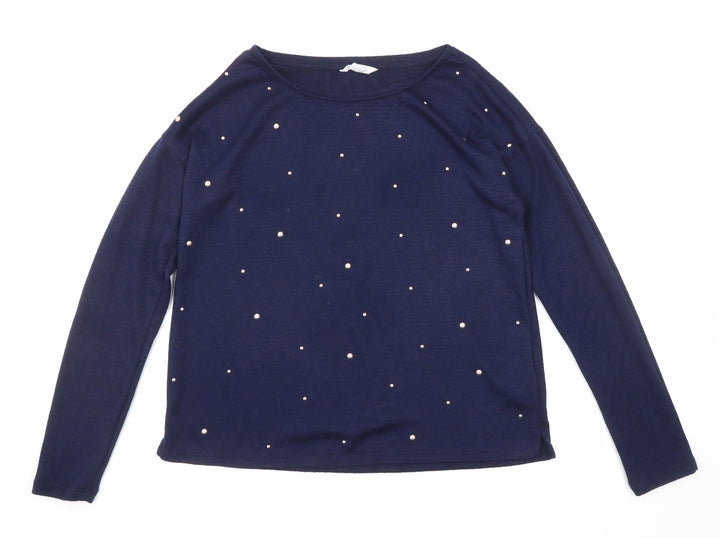 Springfield Womens Blue Round Neck Polyester Pullover Jumper Size M