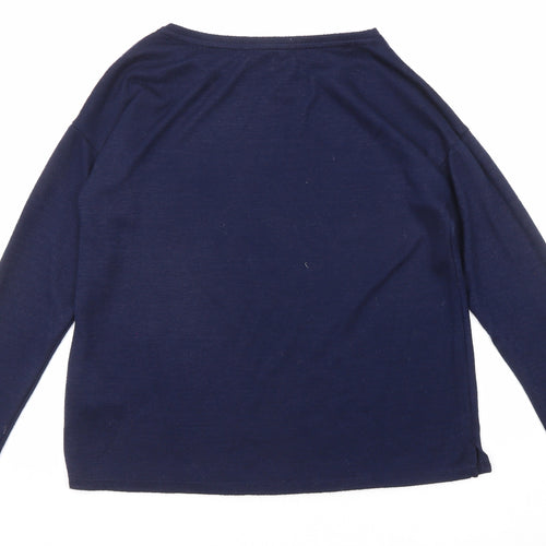 Springfield Womens Blue Round Neck Polyester Pullover Jumper Size M