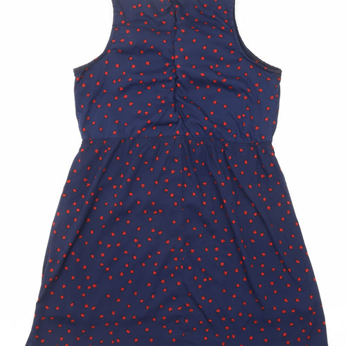 New Look Womens Blue Geometric Polyester A-Line Size 14 Round Neck Zip