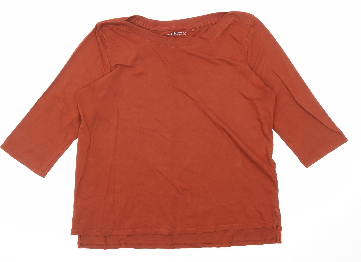 NEXT Womens Brown Cotton Basic T-Shirt Size 14 Round Neck