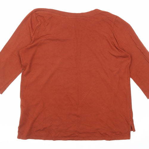 NEXT Womens Brown Cotton Basic T-Shirt Size 14 Round Neck