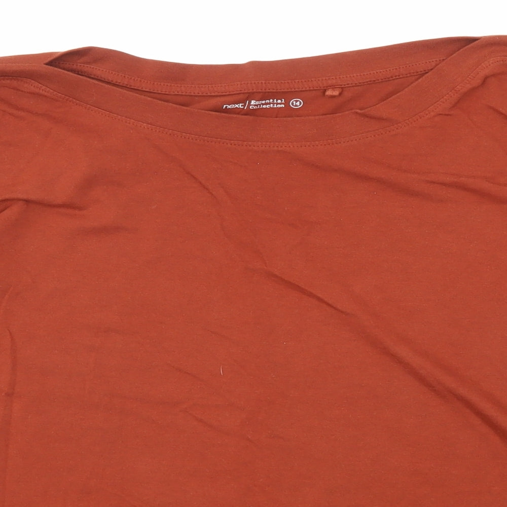 NEXT Womens Brown Cotton Basic T-Shirt Size 14 Round Neck