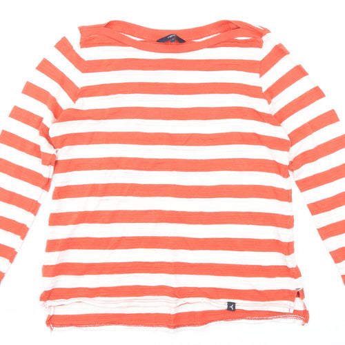 NEXT Womens Red Striped Cotton Basic T-Shirt Size 14 Round Neck