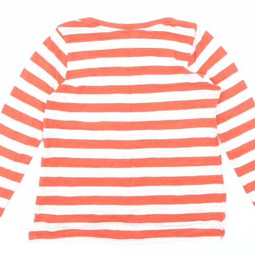 NEXT Womens Red Striped Cotton Basic T-Shirt Size 14 Round Neck