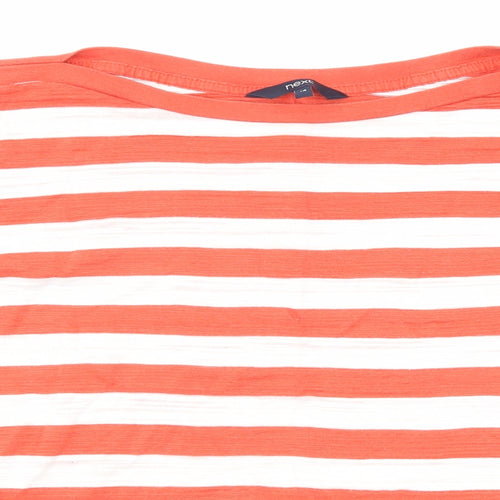 NEXT Womens Red Striped Cotton Basic T-Shirt Size 14 Round Neck