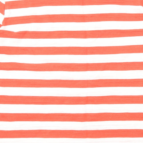 NEXT Womens Red Striped Cotton Basic T-Shirt Size 14 Round Neck
