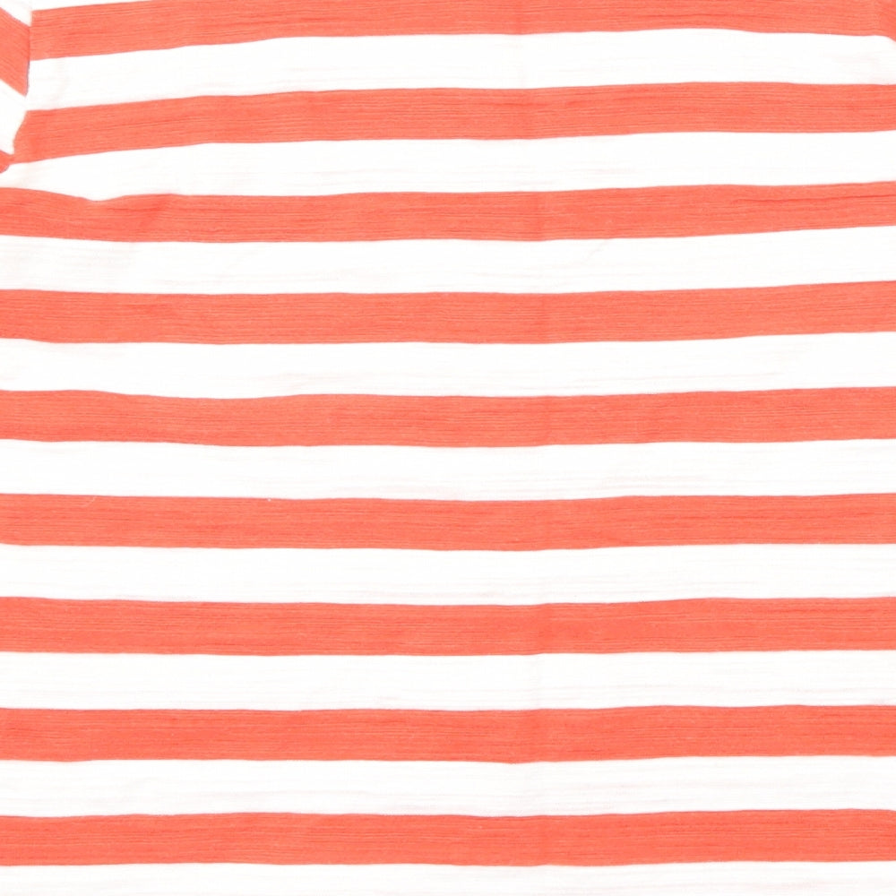 NEXT Womens Red Striped Cotton Basic T-Shirt Size 14 Round Neck