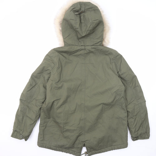 Marks and Spencer Womens Green Parka Coat Size 12 Zip