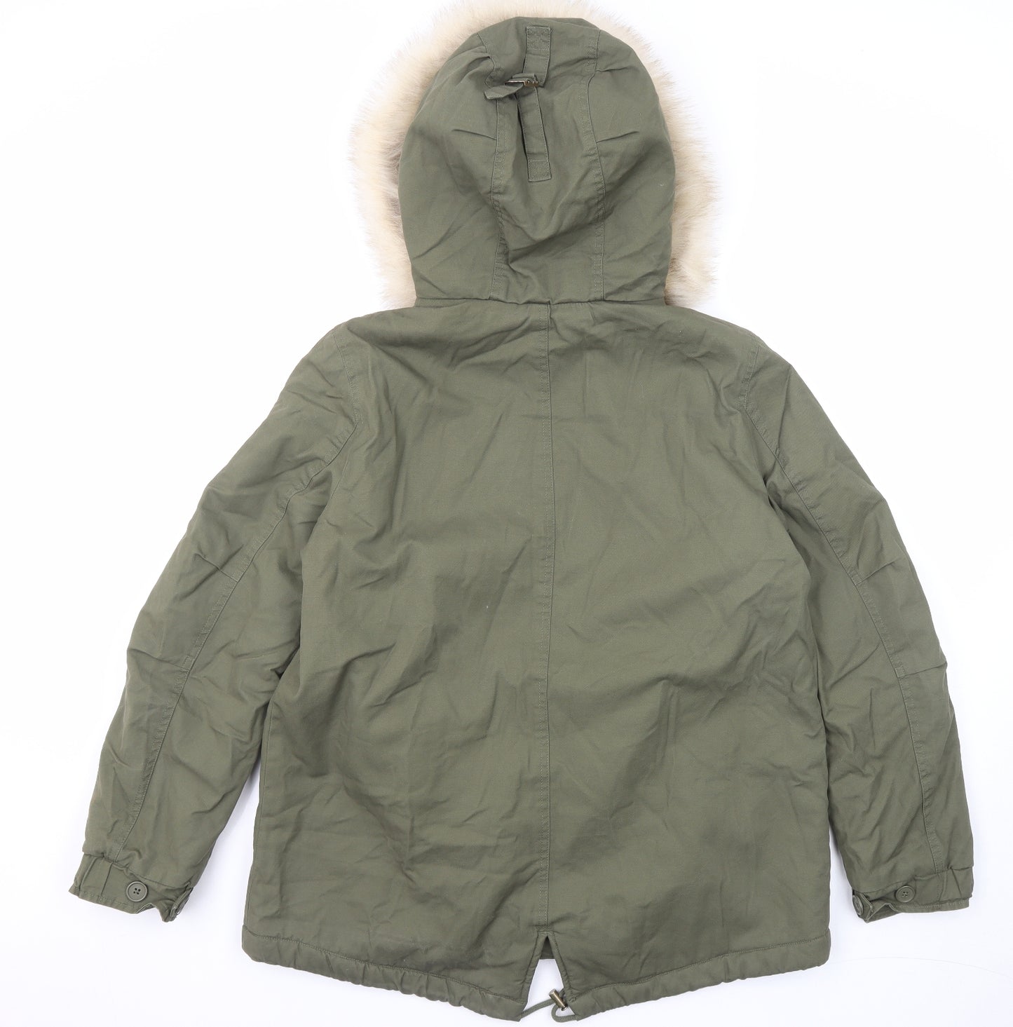 Marks and Spencer Womens Green Parka Coat Size 12 Zip