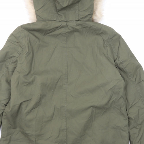 Marks and Spencer Womens Green Parka Coat Size 12 Zip