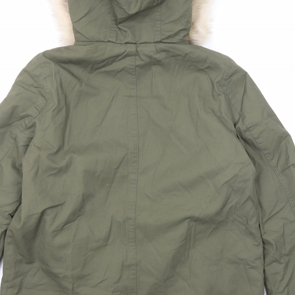 Marks and Spencer Womens Green Parka Coat Size 12 Zip