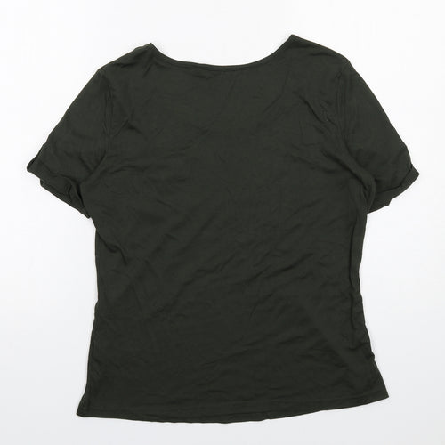 Red Herring Womens Green Viscose Basic T-Shirt Size 14 Round Neck