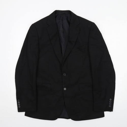 Moss Bros Mens Black Polyester Jacket Suit Jacket Size 38 Regular