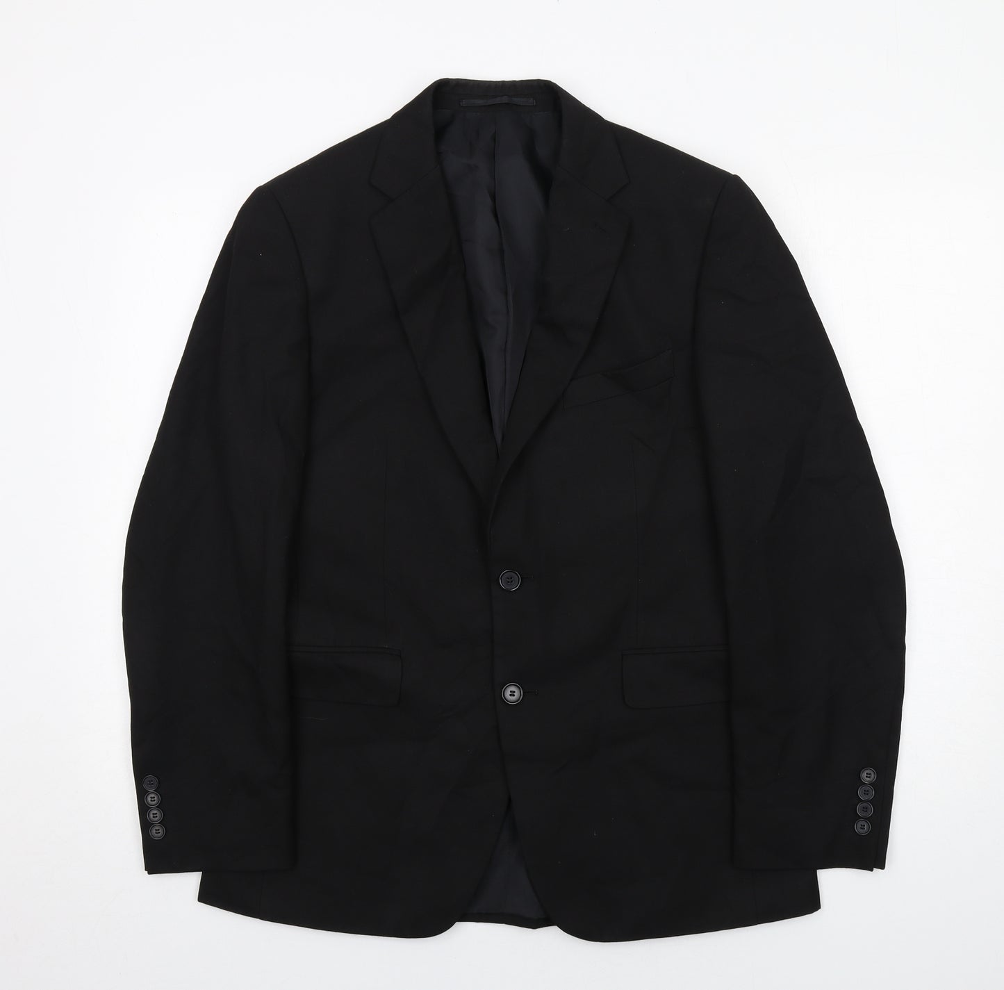 Moss Bros Mens Black Polyester Jacket Suit Jacket Size 38 Regular