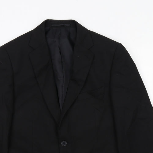 Moss Bros Mens Black Polyester Jacket Suit Jacket Size 38 Regular