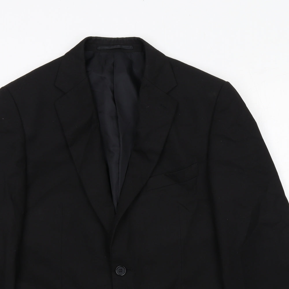 Moss Bros Mens Black Polyester Jacket Suit Jacket Size 38 Regular