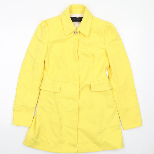 Zara Womens Yellow Overcoat Coat Size S Snap