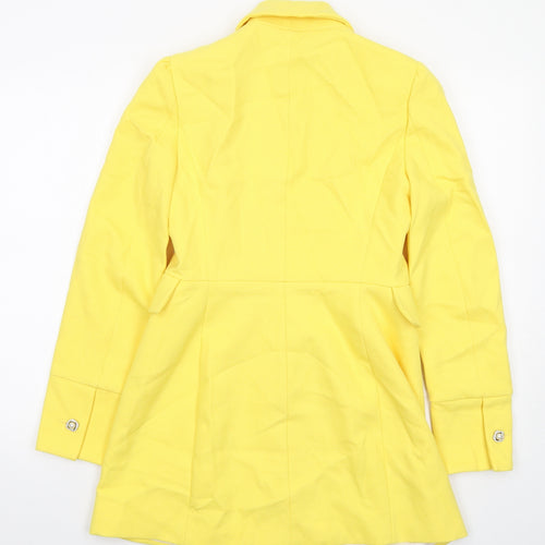 Zara Womens Yellow Overcoat Coat Size S Snap
