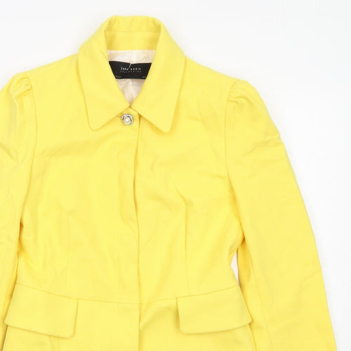 Zara Womens Yellow Overcoat Coat Size S Snap
