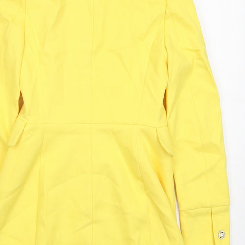 Zara Womens Yellow Overcoat Coat Size S Snap