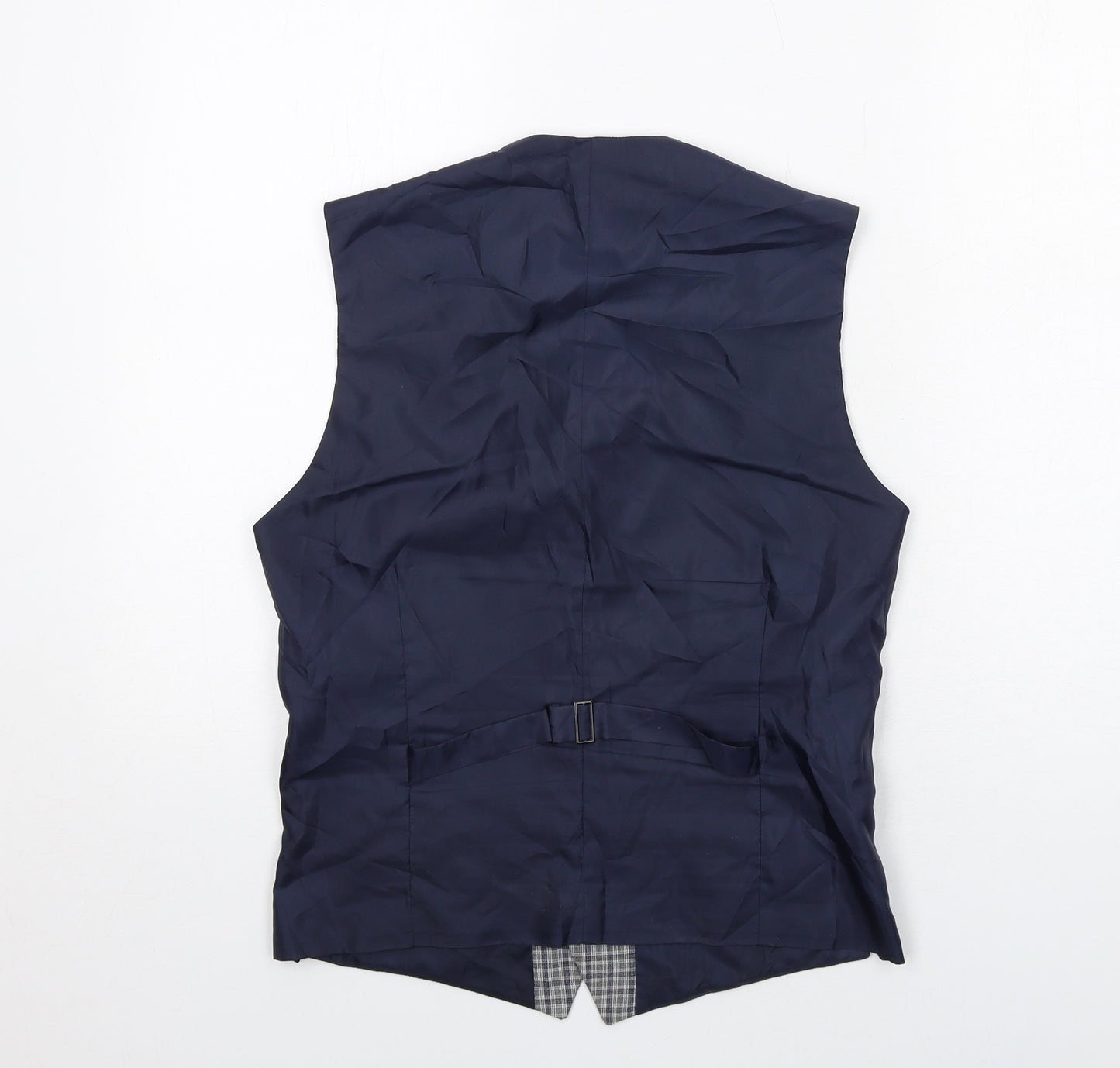 Limehaus Mens Blue Plaid Polyester Jacket Suit Waistcoat Size 36 Regular