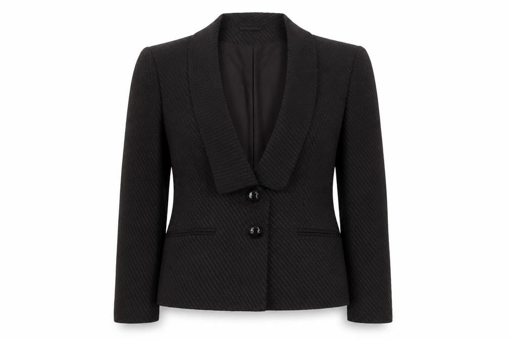 Front view of Kaliko women’s brown acetate jacket suit jacket, size UK 12