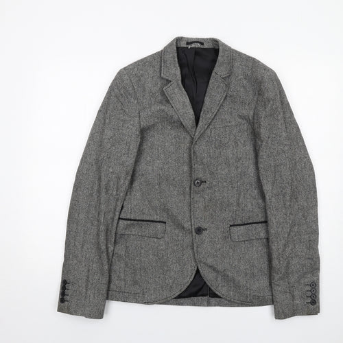 Topman Mens Grey Wool Jacket Blazer Size 38 Regular