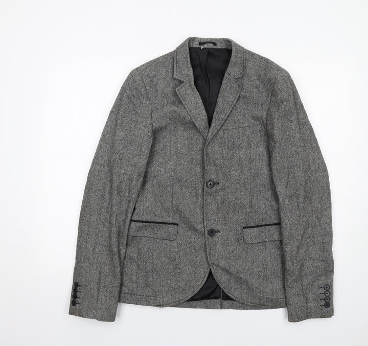 Topman Mens Grey Wool Jacket Blazer Size 38 Regular