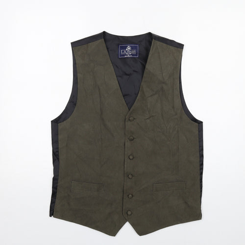 LA Smith Mens Green Polyester Jacket Suit Waistcoat Size M Regular
